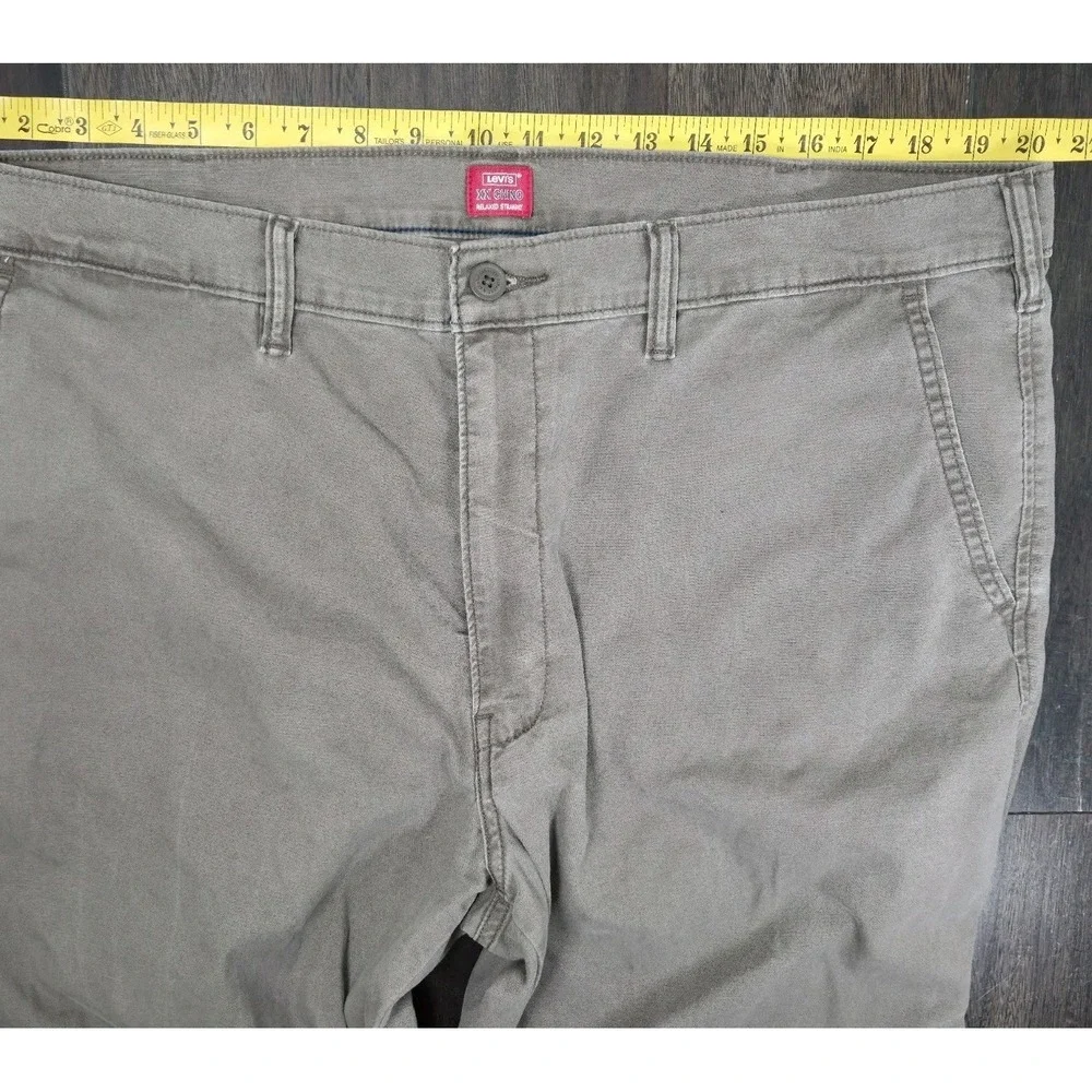 Levis XX Chino Relaxed Straight Pants Mens 40x30 (40x29) Gray Khaki Stretch Dad